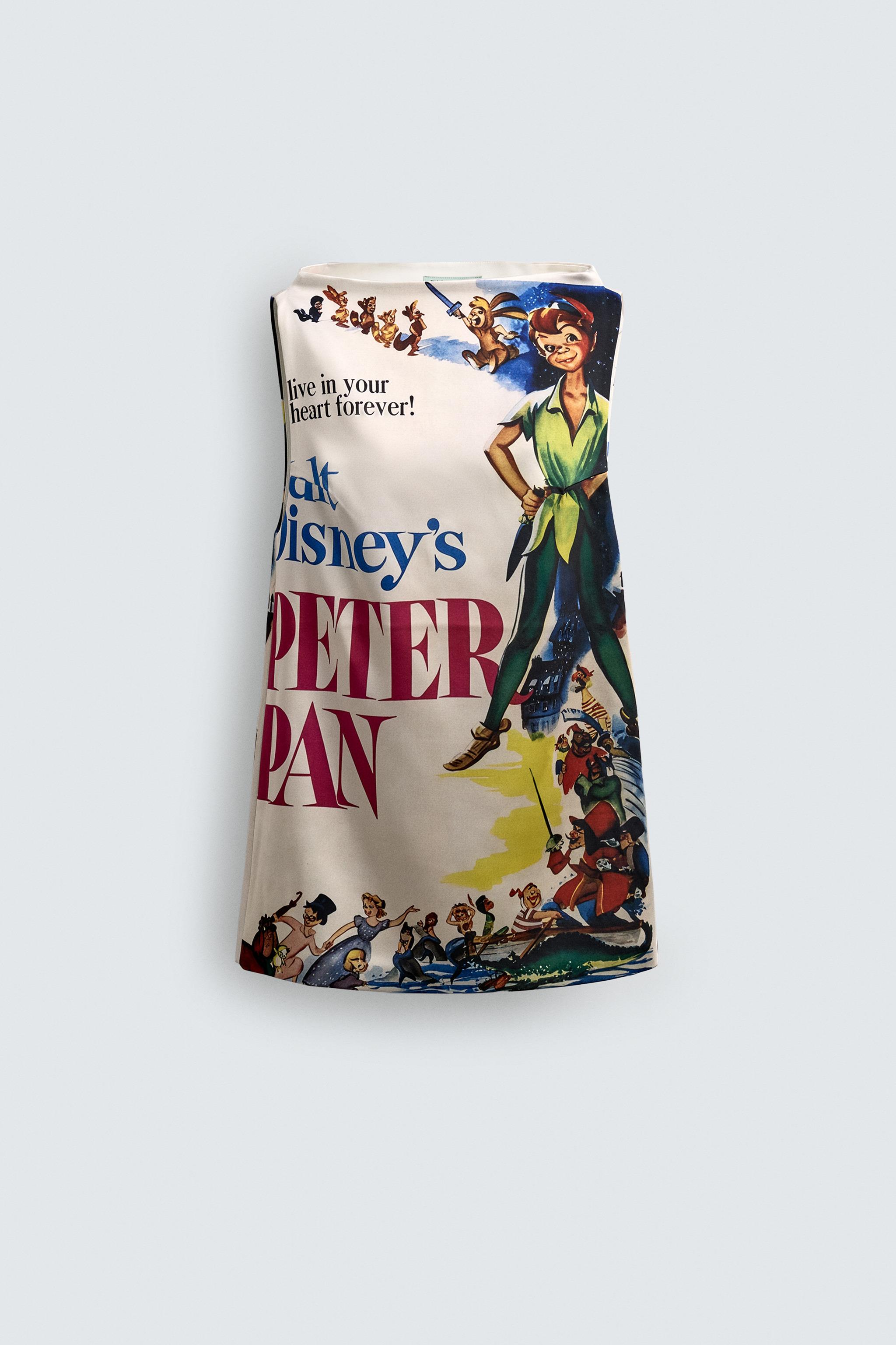 PETER PAN PRINT SATIN DRESS HARRY LAMBERT FOR ZARA X DISNEY